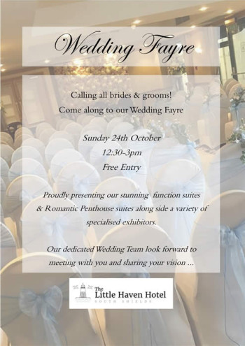 Catch me this Sunday at the Little Haven Hotel wedding fayre!