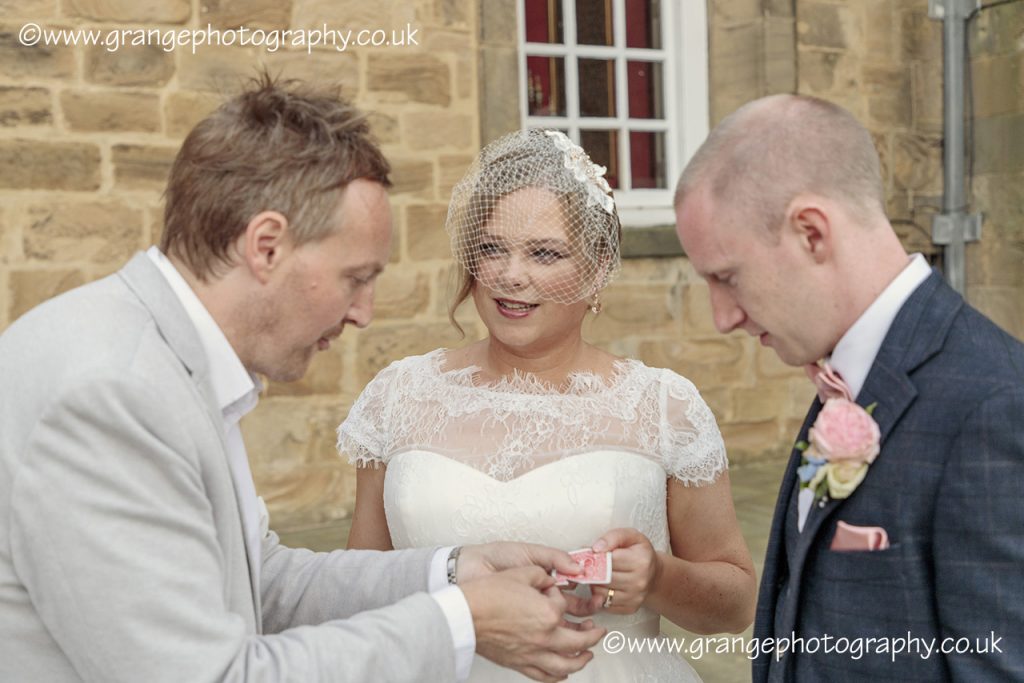 Graeme Shaw performing magic as wedding entertainment